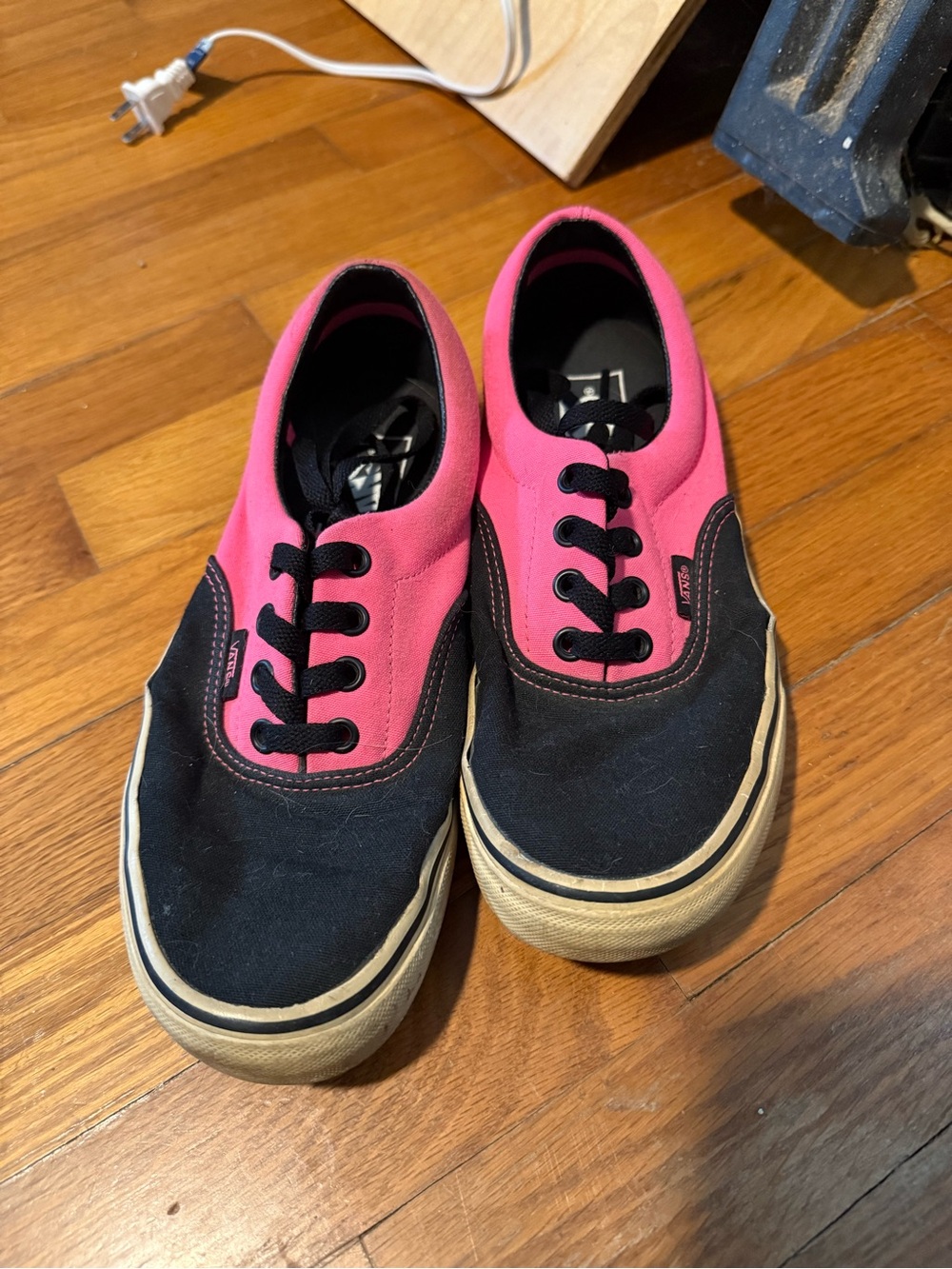 Vans Two-Tone Pink and Black Canvas Low-Top Sneakers